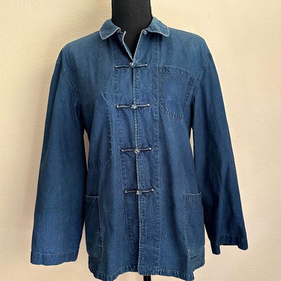 Vintage Shanghai Blue Workers Jacket size US 8-10 Cotton Pockets L’anticher - Picture 9 of 9